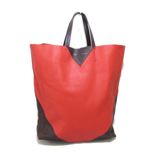 Celine Tote Bag Calfskin Leather Red Twotone